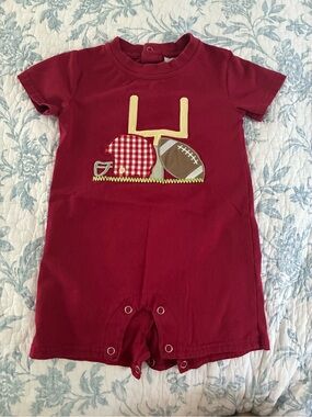 Unbranded Baby Football Appliqué One-Piece Romper in Burgundy